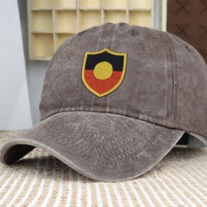 Aborigional Flag Shield Logo Stone Wash Cap